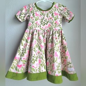 Sweet Honey Girls Pink and Green Floral Dress, Sz 18M